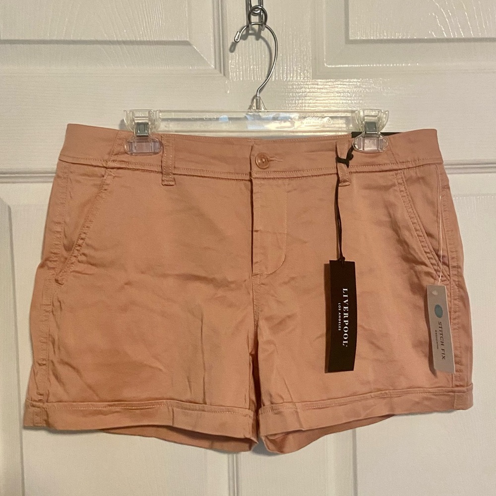Liverpool Los Angeles Shorts- Blush Pink Stretch Cuffed Slanted Pockets SZ 10